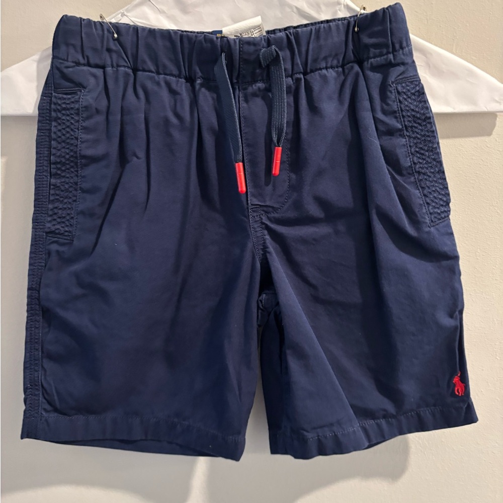 Ralph Lauren Kids Navy Drawstring Shorts with Red Accent